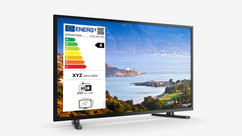 televisiescherm met nieuw energielabel erop